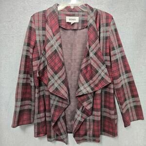 BB Dakota London Plaid Open Front Drape Jacket Size Large